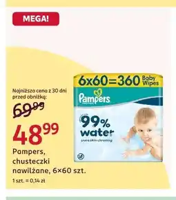 Rossmann Chusteczki nawilżane dla dzieci Pampers Baby Wipes 99% Water 6-pak oferta