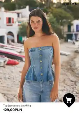 Bershka Top jeansowy z baskinką Bershka oferta