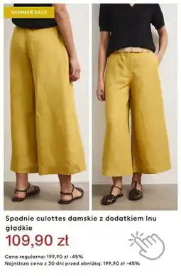 Medicine Spodnie culottes damskie z dodatkiem lnu gładkie oferta