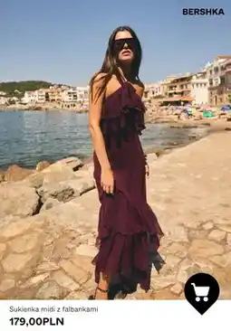 Bershka Sukienka midi z falbankami Bershka oferta