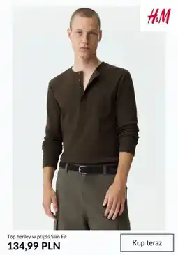 H&M Top henley w prążki Slim Fit H&M oferta