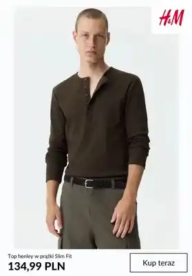 Top henley w prążki Slim Fit H&M