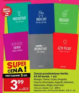 Twój Market Zeszyt przedmiotowy Herlitz A5 60 kartek Język Polski oferta