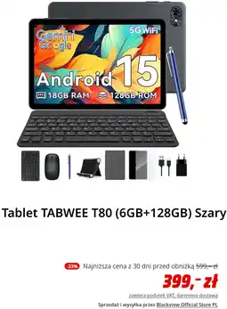 Media Markt Tablet TABWEE T80 (6GB+128GB) Szary oferta