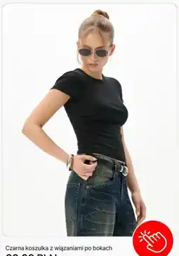 Cropp Koszulka damska Cropp czarna z wiązaniami po bokach oferta