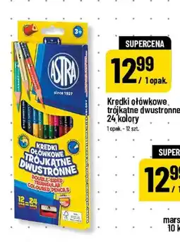 Polomarket Kredki ołówkowe trójkątne dwustronne 24 kolory Astra oferta
