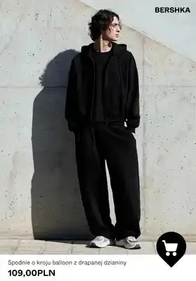 Bershka Spodnie o kroju balloon z drapanej dzianiny Bershka oferta