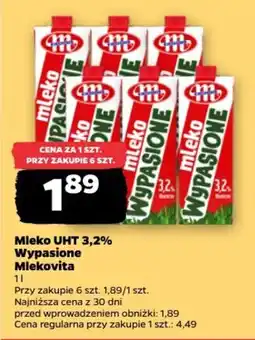 Netto Mleko UHT 3,2% Wypasione Mlekovita oferta