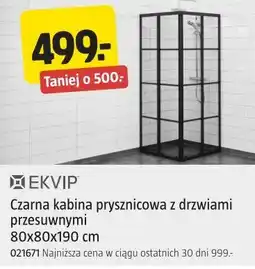 Jula Czarna kabina prysznicowa z drzwiami przesuwnymi 80x80x190 cm Ekvip oferta