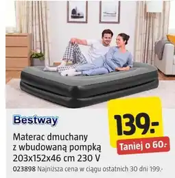 Jula Bestway Materac dmuchany z wbudowaną pompką 203x152x46 cm 230 V oferta