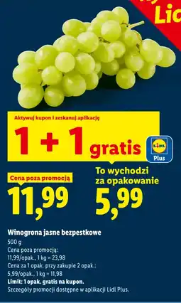 Lidl Winogrona jasne bezpestkowe Ryneczek Lidla oferta