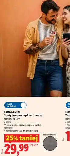 Lidl ESMARA MEN Szorty jeansowe męskie z bawełną oferta