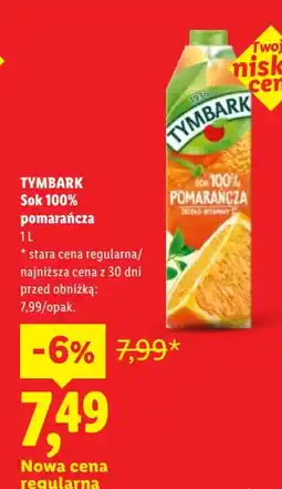Lidl Tymbark Sok 100% pomarańcza oferta