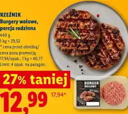 Lidl RZEŹNIK Burgery wołowe, porcja rodzinna oferta