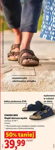 Lidl ESMARA MEN Klapki skórzane męskie oferta