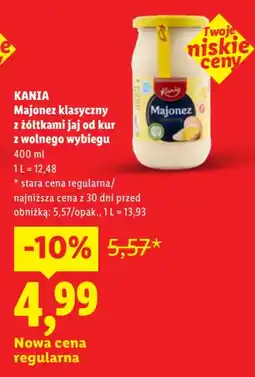Lidl Kania Majonez klasyczny z żółtkami jaj od kur z wolnego wybiegu oferta
