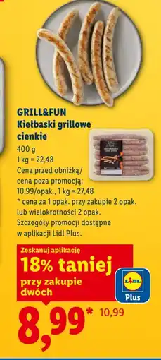 Lidl GRILL&FUN Kiełbaski grillowe cienkie oferta