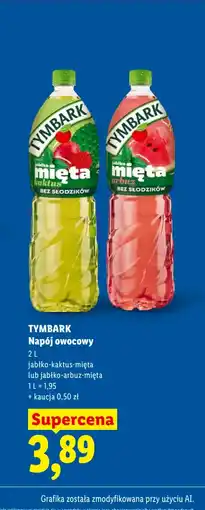 Lidl Napój owocowy Tymbark (jabłko-kaktus-mięta lub jabłko-arbuz-mięta) oferta