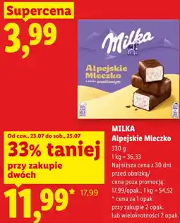 Lidl Milka Alpejskie Mleczko oferta