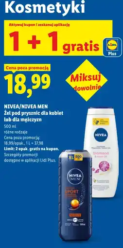 Lidl NIVEA/NIVEA MEN Żel pod prysznic dla kobiet lub dla mężczyzn oferta