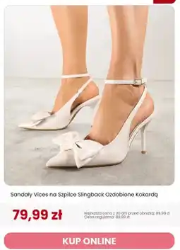 Renee Sandały Vices na szpilce slingback ozdobione kokardą oferta