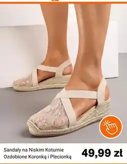 Born2be Sandały damskie na niskim koturnie ozdobione koronką i plecionką Born2be oferta