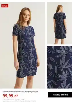 Greenpoint Sukienka Greenpoint granatowa z kwiatowym printem oferta