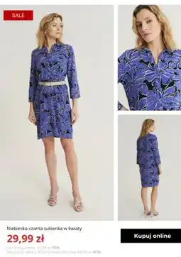 Greenpoint Sukienka niebiesko-czarna w kwiaty Greenpoint oferta