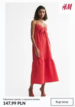 H&M Sukienka damska falbaniasta z wiązanym detalem H&M oferta