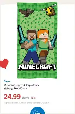 Smyk Ręcznik kąpielowy Faro Minecraft zielony 70x140 cm oferta