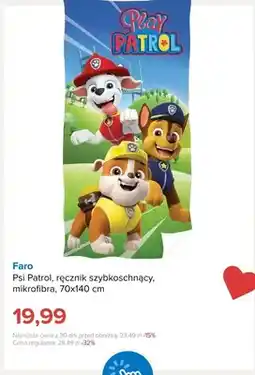 Smyk Ręcznik szybkoschnący z mikrofibry Faro Psi Patrol 70x140 cm oferta