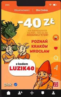 Biedronka 40zł na zamówienia min. 160zł z kodem LUZIK40 oferta