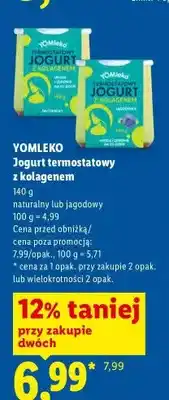 Lidl Jogurt termostatowy z kolagenem jagodowy Yomleko oferta