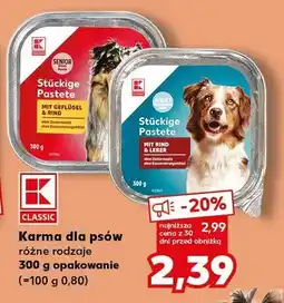 Kaufland Karma dla psów pasztet Stückige Pastete z wołowiną i wątróbką Adult K-Classic oferta