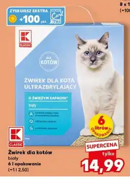 Kaufland Żwirek dla kota ultrazbrylający biały K-Classic oferta