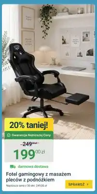 ERLI Fotel gamingowy z masażem pleców z podnóżkiem oferta