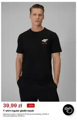 4F T-shirt regular gładki męski 4F oferta