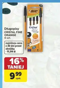 Carrefour Długopisy BIC Cristal Fine Orange 4-pak oferta