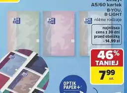 Carrefour Zeszyt Oxford B-YOU B-LIGHT A5 60 kartek oferta