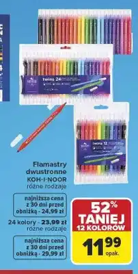 Carrefour Flamastry dwustronne KOH-I-NOOR 12 kolorów oferta