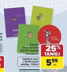 Carrefour Zeszyt tematyczny A5/60 kartek okładka PP Herlitz oferta
