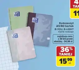 Carrefour Kołozeszyt A5 80 kartek Oxford B-You oferta