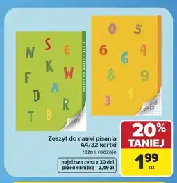 Carrefour Zeszyt do nauki pisania A4 32 kartki oferta