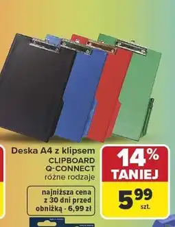 Carrefour Deska A4 z klipsem Clipboard Q-Connect oferta