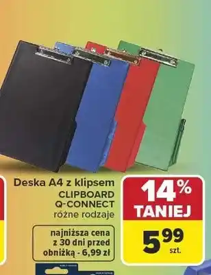 Carrefour Deska A4 z klipsem Clipboard Q-Connect oferta