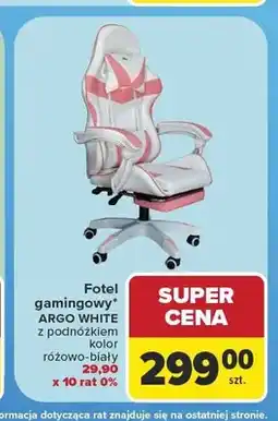 Carrefour Fotel gamingowy ARGO WHITE z podnóżkiem oferta