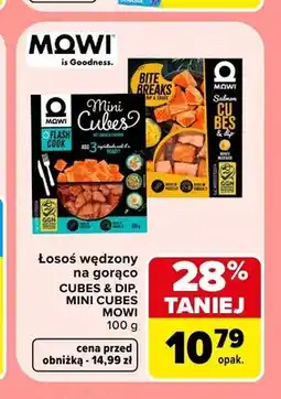 Carrefour Łosoś wędzony na gorąco Mini Cubes Mowi oferta