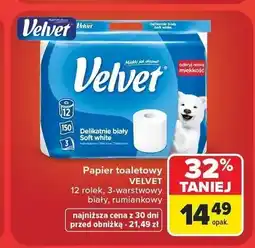 Carrefour Papier toaletowy Velvet Delikatnie biały 12-pak oferta