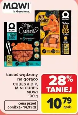 Carrefour Łosoś wędzony na gorąco CUBES & DIP, MINI CUBES MOWI oferta