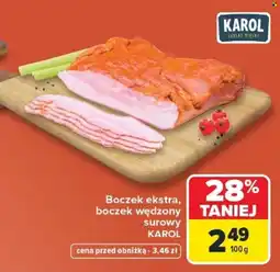 Carrefour Boczek ekstra, boczek wędzony surowy KAROL oferta